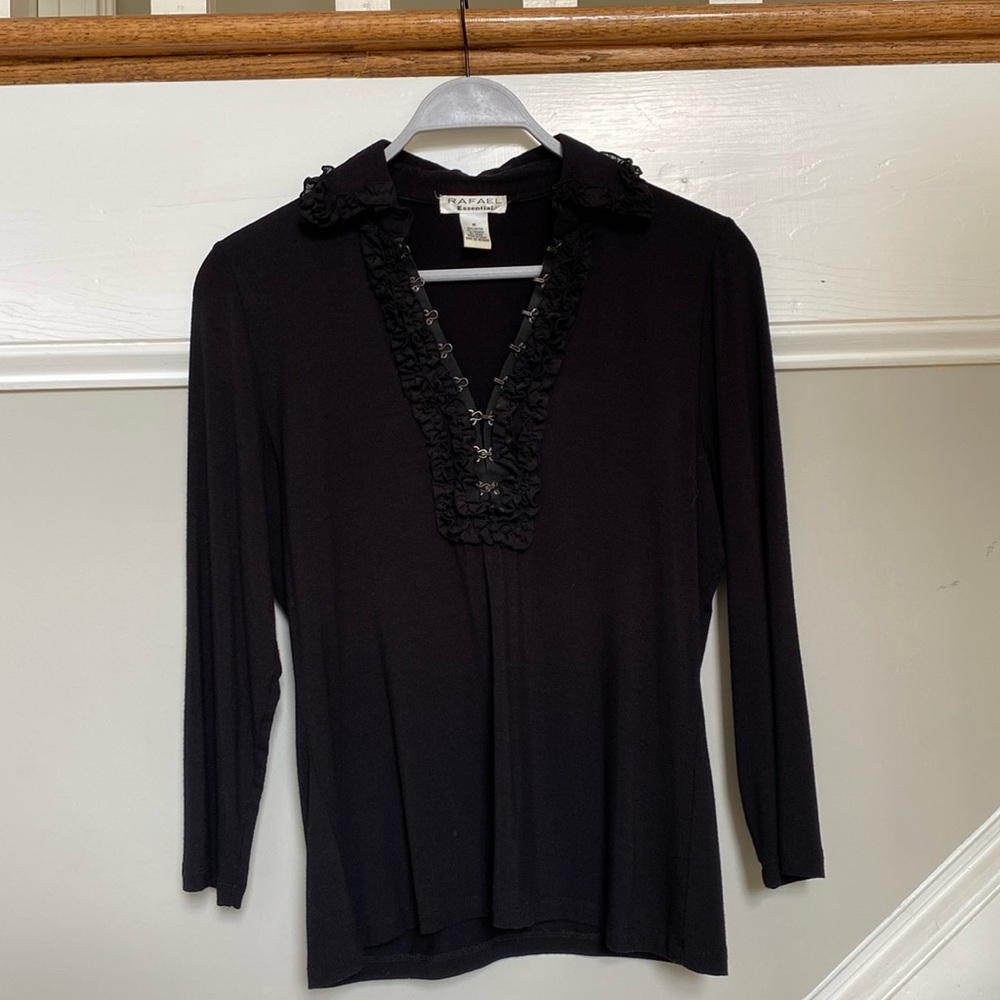 Rafael Essential black detailed long sleeve blouse size women’s medium